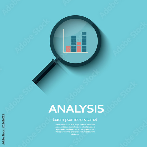 Business Analysis symbol with magnifying glass icon and chart.