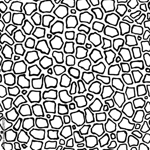 Roadway stones ink hatching. Hand drawn vector seamless pattern