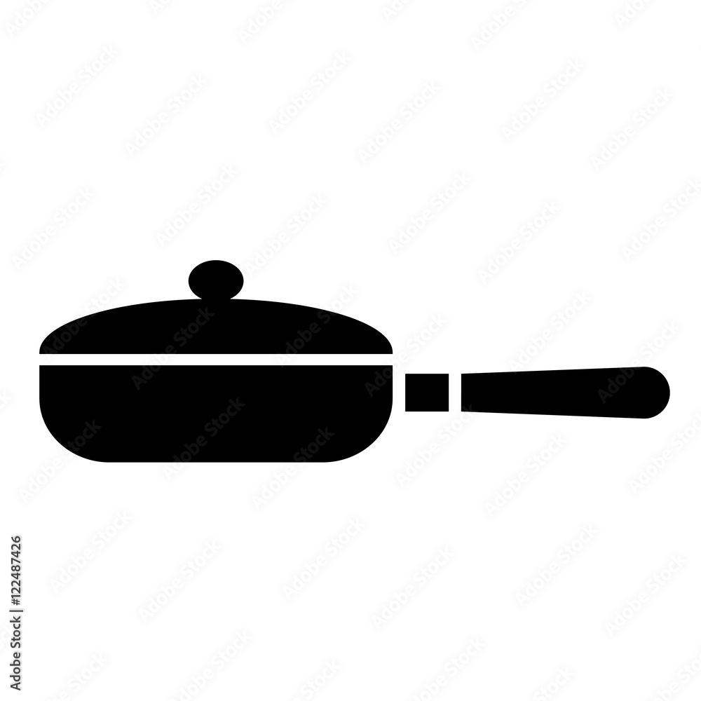 pan frying black icon on white background pan frying black icon on white background