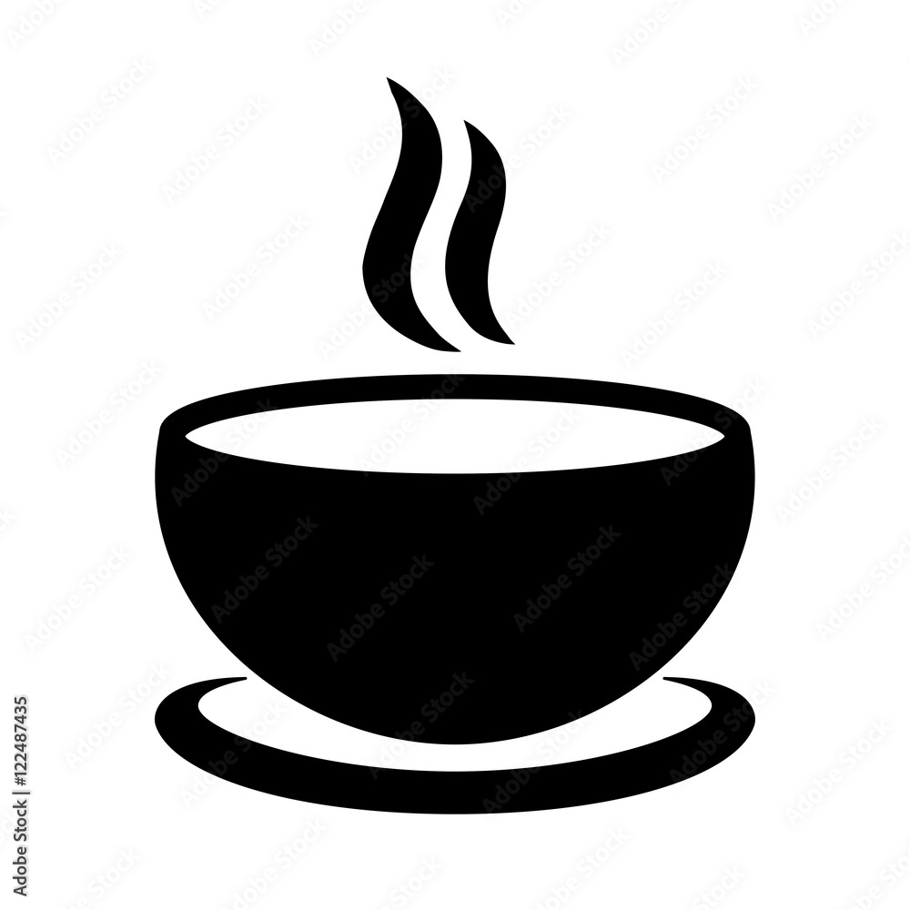 soup plate with steam hot lunch black simple icon Stock Vector | Adobe ...