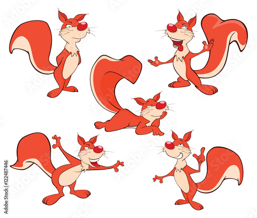 
Set Cartoon Illustration Cute Squirrel for you Design