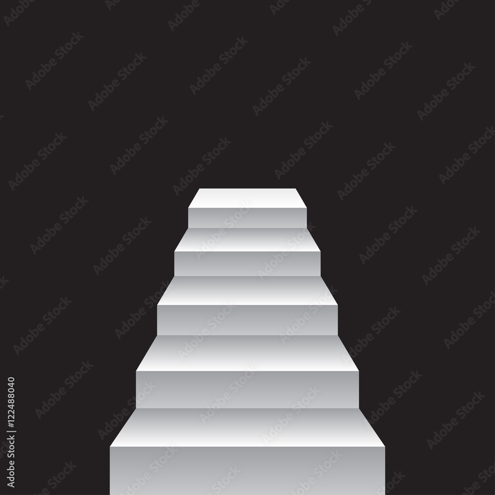 Stairs going up symbol isolated on black, vector Stairs going up symbol isolated on black, vector