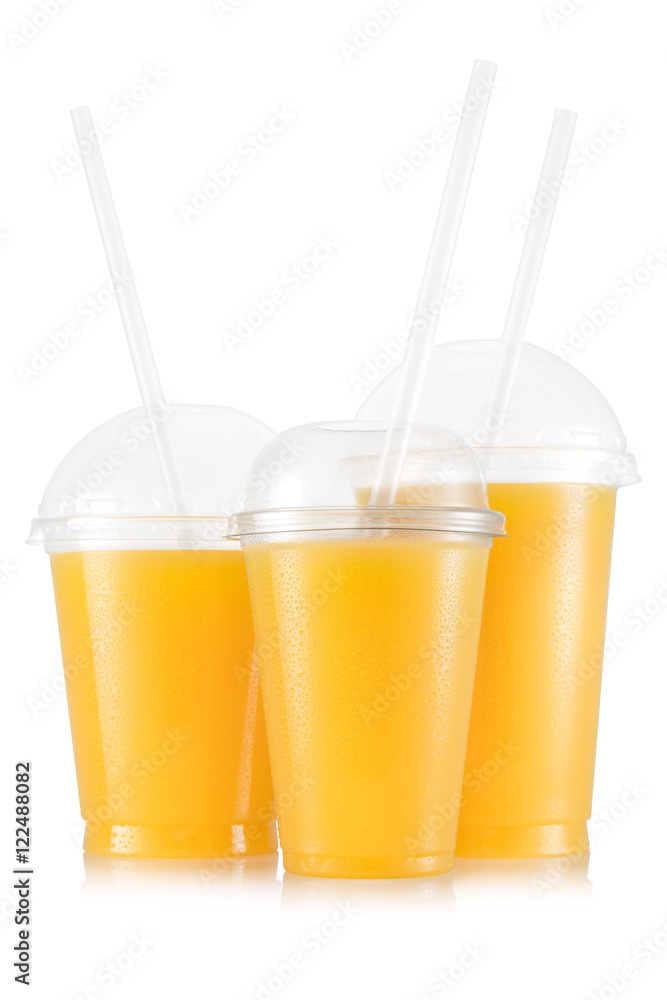 Pineapple juice in three size of cups - obrazy, fototapety, plakaty 