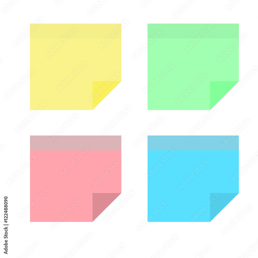 Colorful sticky note, vector illustration.