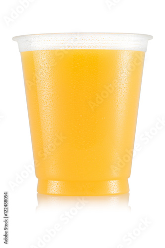 Naklejka Pineapple juice in plastic cup