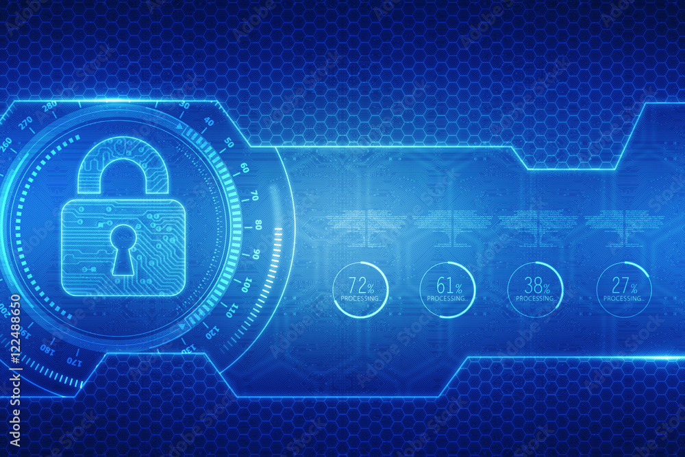 Security concept: Lock on digital screen, contrast, 2d illustration Security concept: Lock on digital screen, contrast, 2d illustration