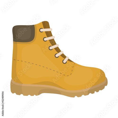 Hiking boots icon in cartoon style isolated on white background. Shoes symbol stock vector illustration.