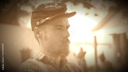 Civil War soldier with a goatee beard (Archive Footage Version)
