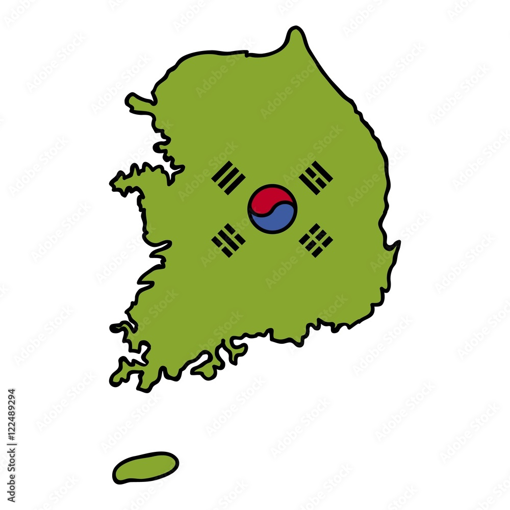 South Korea Icon In Cartoon Style Isolated On White Background South South Korea Icon In Cartoon Style Isolated On White Background South