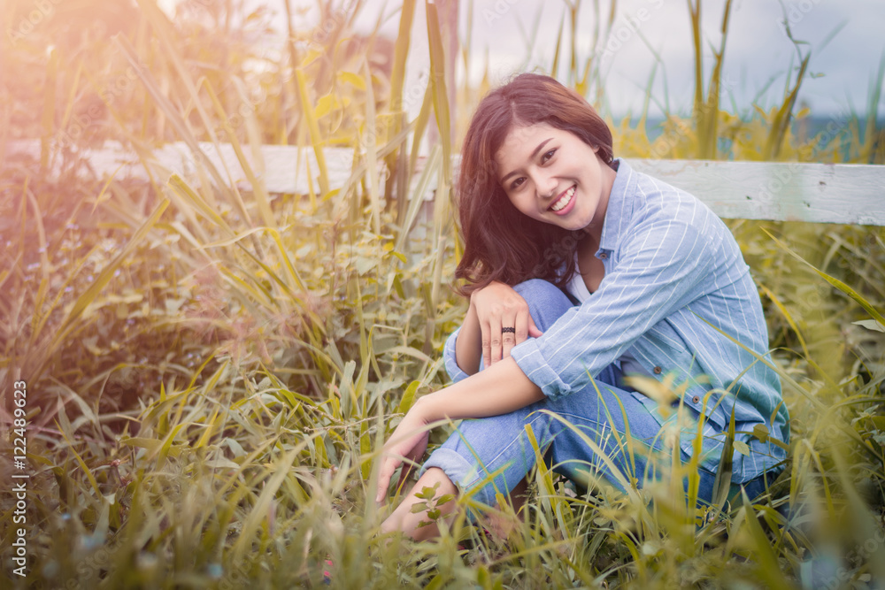 Beautiful young woman portrait with sunrise. Beautiful young woman portrait with sunrise.