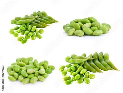 Wallpaper Mural boiled green soy beans on white background Torontodigital.ca