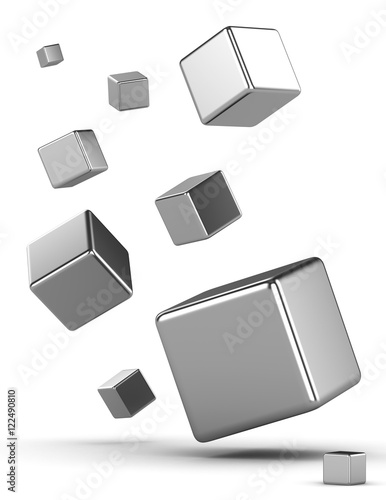 3D rendering illustration background metal cubes