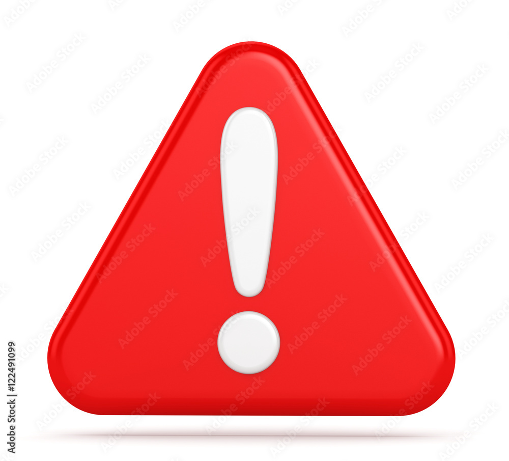 Red exclamation mark on a white background. Red exclamation mark on a white background.