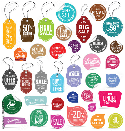 Stickers and Tags retro vintage collection