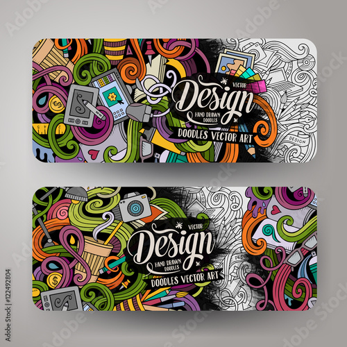 Cartoon vector doodles artistic banners