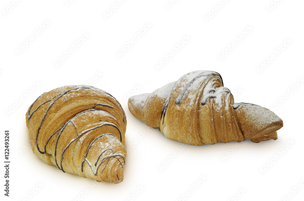 Two croissants isolated om white backgrond Two croissants isolated om white backgrond