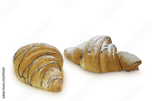 Two croissants isolated om white backgrond