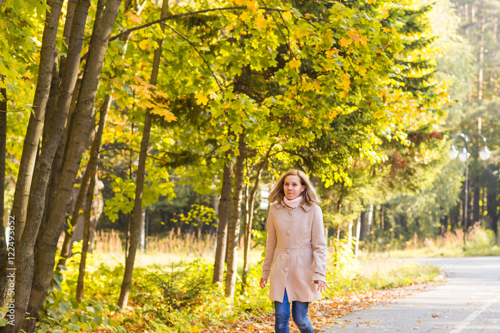 Walking in the autumn park Walking in the autumn park