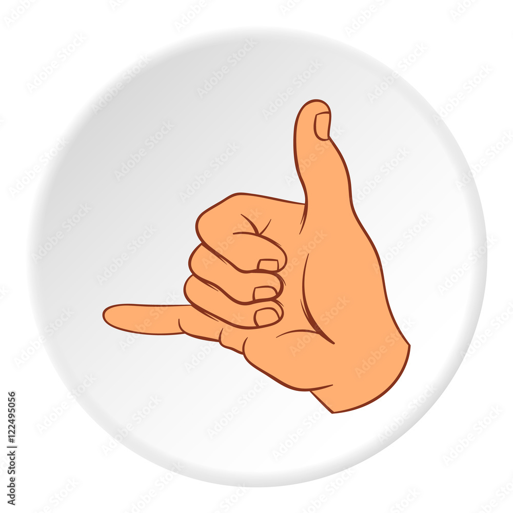 Gesture surfing icon in cartoon style on white circle background. Gestural symbol vector illustration Gesture surfing icon in cartoon style on white circle background. Gestural symbol vector illustration