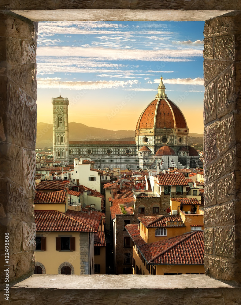 Naklejka premium Florencja z okna