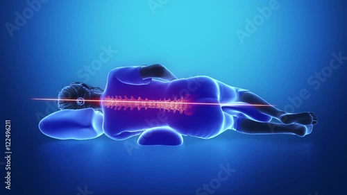 Woman correct sleeping posture animation