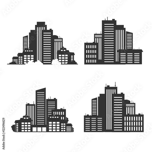 Silhouettes of buildings.