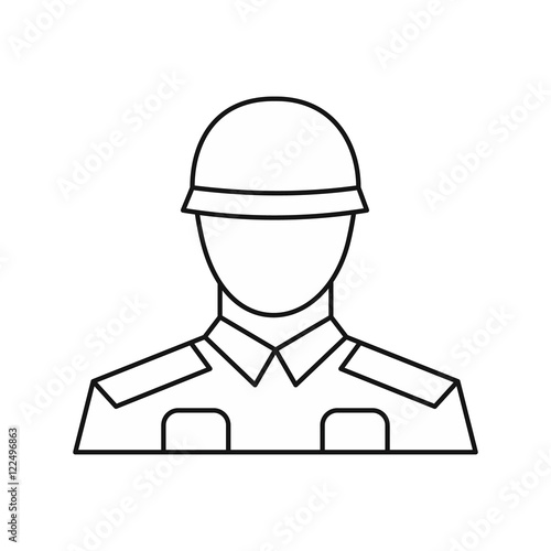 фотографія Soldier icon in outline style isolated on white background