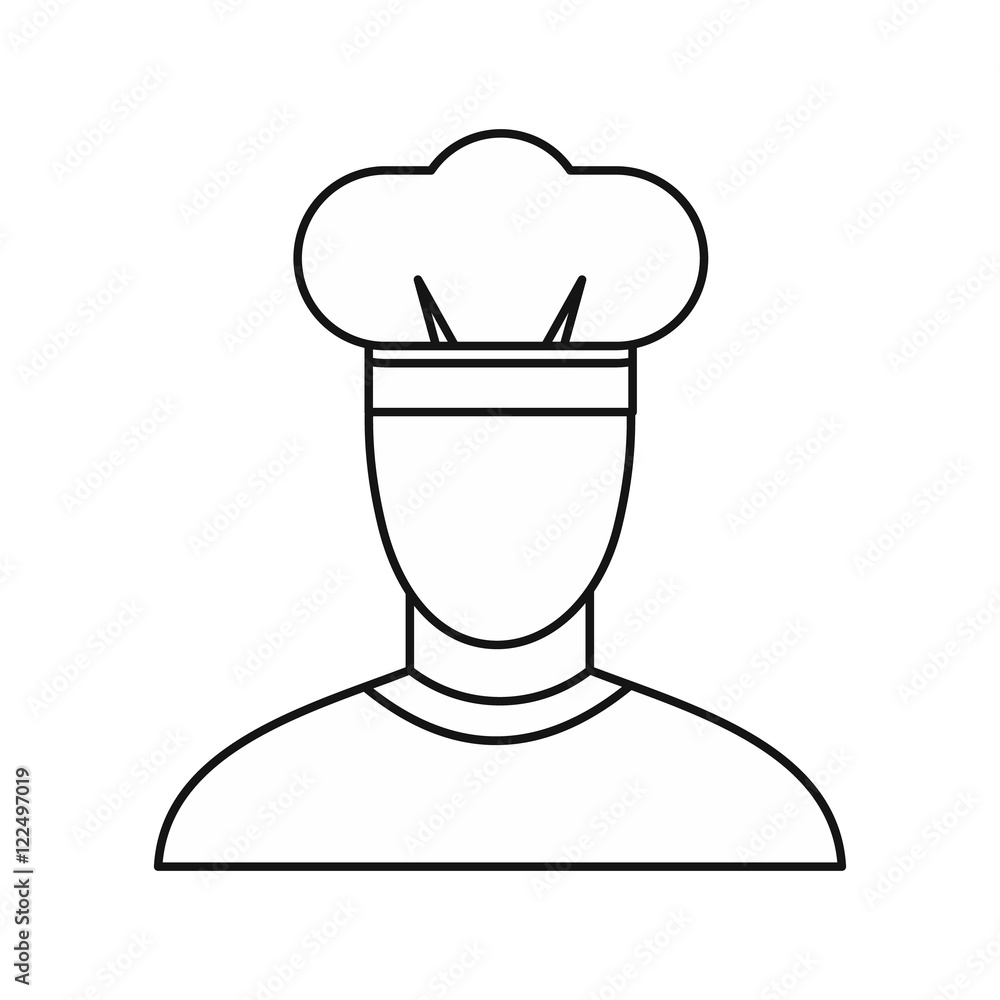 Chef icon in outline style isolated on white background. Job symbol vector illustration Chef icon in outline style isolated on white background. Job symbol vector illustration