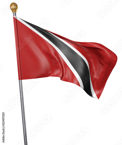National flag for country of Trinidad and Tobago isolated on white background, 3D rendering