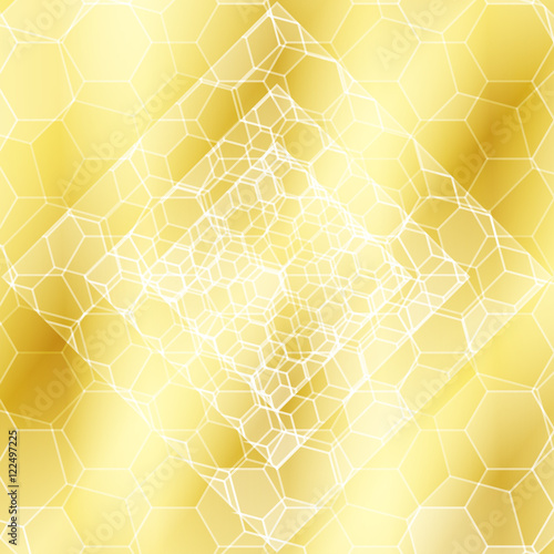 gold color hexagonal, rhombus pattern. vector illustration.