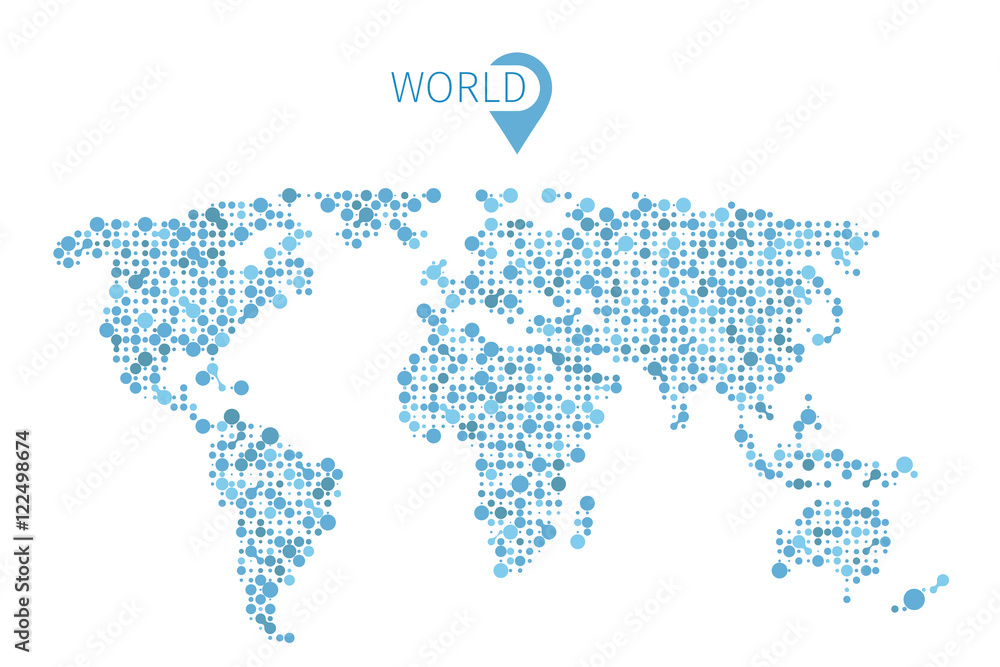 Naklejka premium Vector world map from circles for infographic