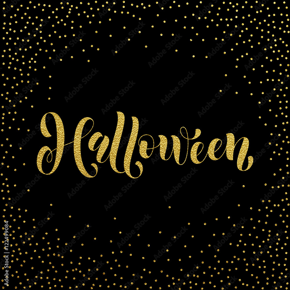 Halloween gold glitter spooky lettering greeting