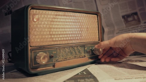 Searching  frequencies on a vintage radio photo