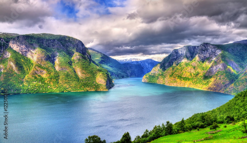 фотографія View of Aurlandsfjord from Stegastein viewpoint - Norway