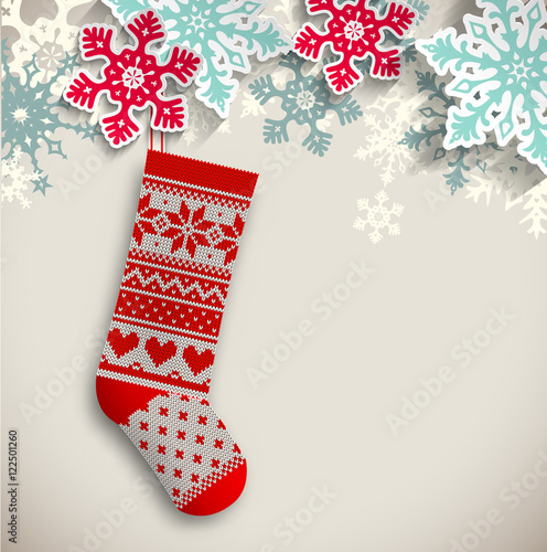 knitted christmas stocking, illustration