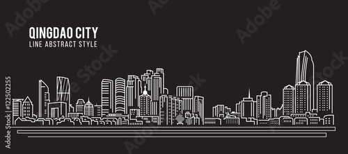 Cityscape Building Line art Vector Illustration design - Qingdao city photo