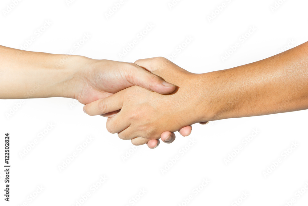Shaking hands of two people on white background Shaking hands of two people on white background