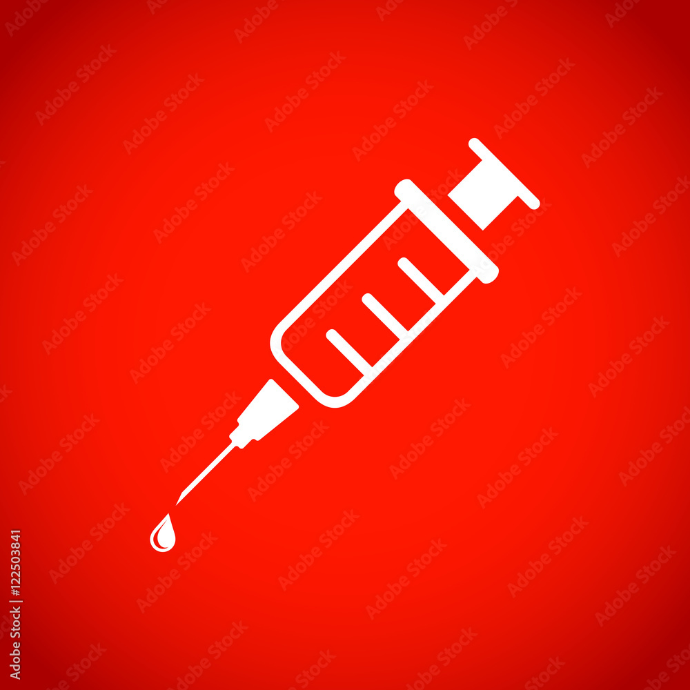 Injection syringe flat icon vector for medical apps and websites Injection syringe flat icon vector for medical apps and websites
