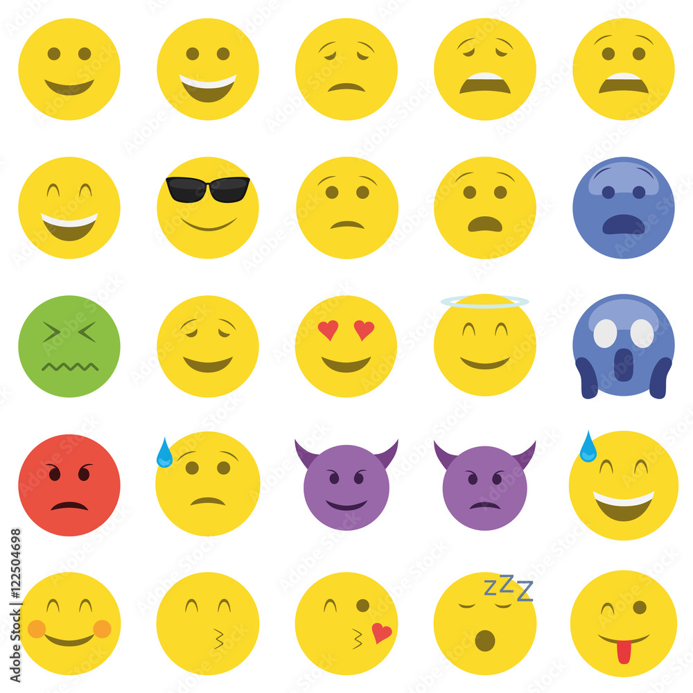 Set of twenty five emoticons. Set of twenty five emoticons.