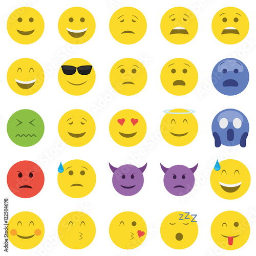 Fotografie Set of twenty five emoticons.