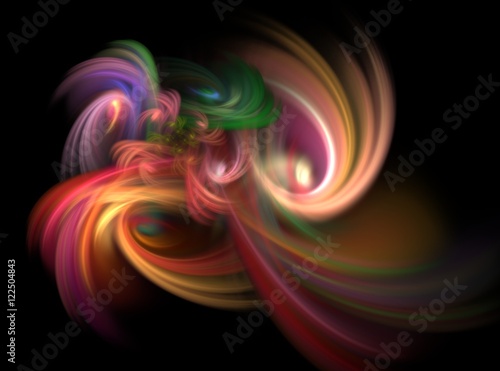 abstract fractal with chaotic cosmic rainbow on black photo