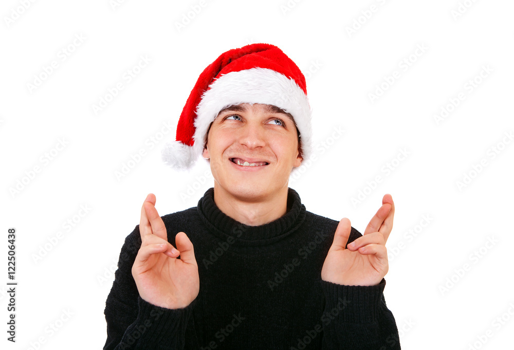 Young Man in Santa Hat