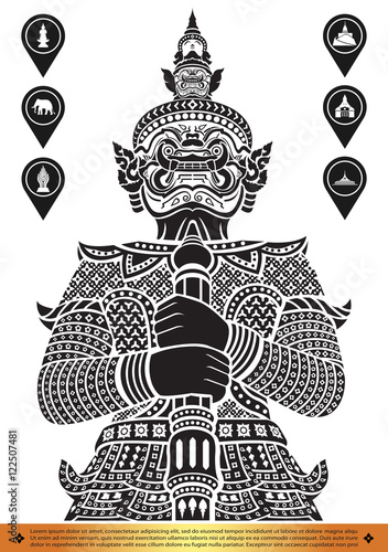 Silhouette icon of Bangkok city landmark