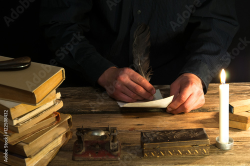 Wallpaper Mural Man writing a letter with quill and sealing. Vintage Torontodigital.ca