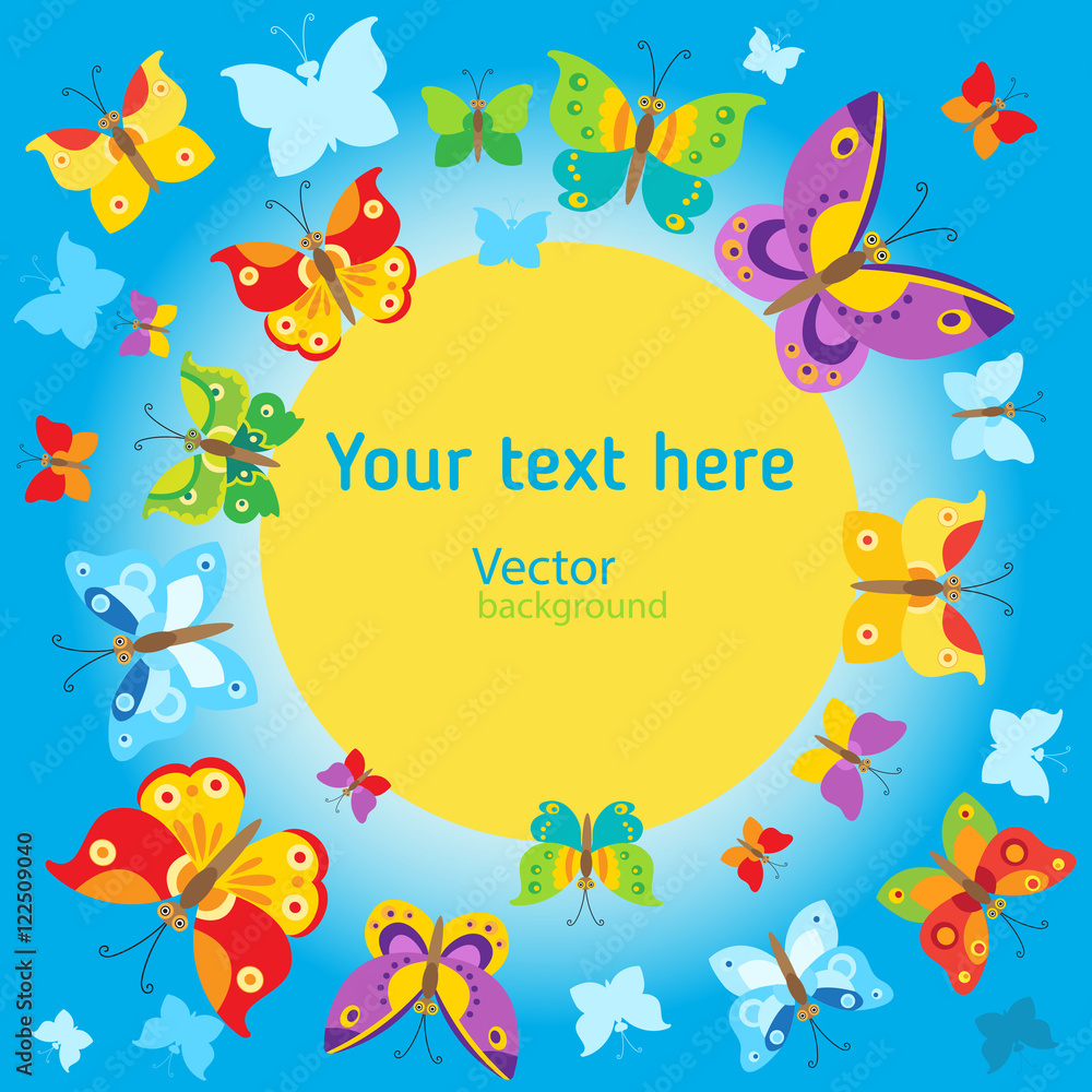 Summer Background. Vector Butterflies Background Design. Butterfly Vector Design Illustration