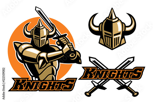 knight mascot swinging the sword