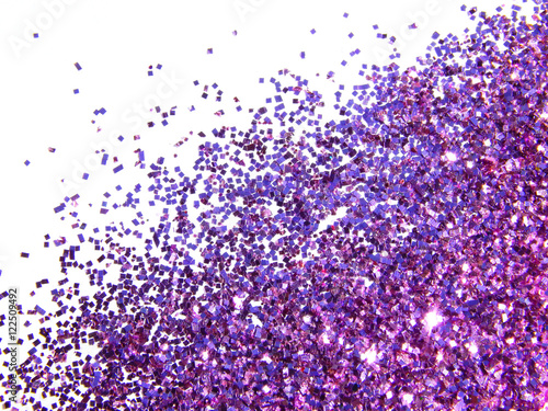 Purple glitter sparkle on white background 