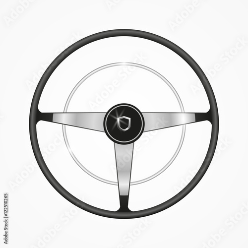 Vintage old steering wheel, isolated on white