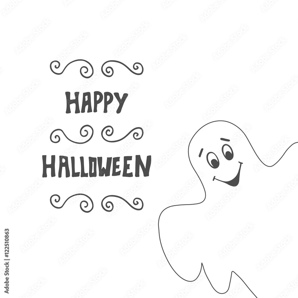 Halloween card background with Ghost. Vector illustration