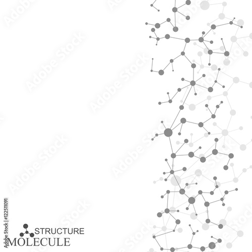 Structure molecule and communication Dna  atom  neurons. Science concept for your design. Connected lines with dots. Medical  technology  chemistry  science background. Vector illustration.